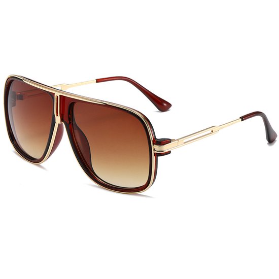 Zonnebril - Unisex - Extra grote metalen lenzen - UV-bescherming - Stijl A