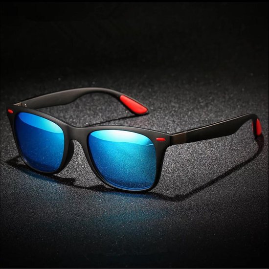 Zonnebril - unisex - gepolariseerd - blauw - spiegelend van Merkloos