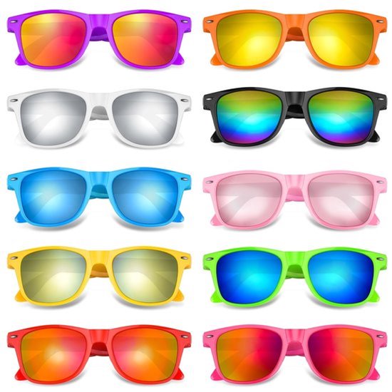 Zonnebril Unisex - Upgrade Party Zonnebril - 10 Kleuren - Gespiegelde Lens - Feestaccessoire - Kwaliteit PP Materialen - Feestzonnebril
