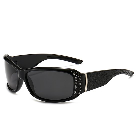 Zonnebril - UV400-bescherming - Glazen met kleurverloop - Montuur met strass-steentjes - Dikke pootjes - Luxe stijl - Dameszonnebril, geschikt voor autorijden, dagelijks gebruik en buitenactiviteiten, zwart. van Merkloos