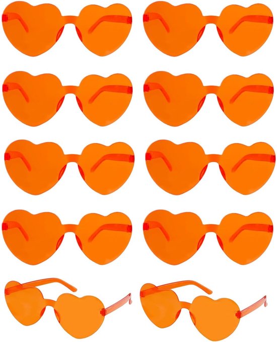 zonnebril, veelkleurig, randloze hartvormige bril, modieus, oversized mode, zonnebril, eyewear voor vrouwen, oranje, aperol