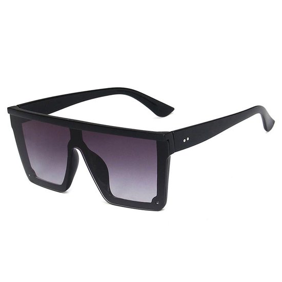 Zonnebril vierkant - Zonnebrillen - Festival bril - Rave bril - Glasses - Zwart - Grijs glas van Merkloos