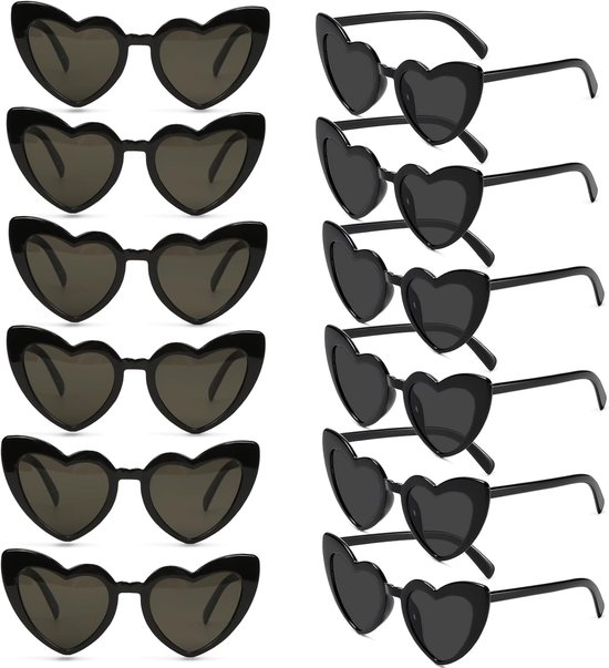 Zonnebril, vintage bril, 12 stuks, partyzonnebril, 80, 90, mode, hippiebril voor vakantie, feest, bruiloft, carnaval, fotoshoot