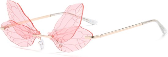 Zonnebril, vlinder-zonnebril, Dragonfly Wings zonnebril voor dames, kleurrijk, roze