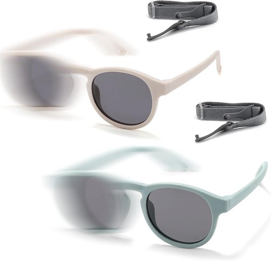 Zonnebril voor baby's en peuters - UV400 bescherming - gepolariseerde glazen - zacht en elastisch frame - verstelbaar bandje - geschikt voor kinderen van 6 maanden tot 3 jaar - TAC glazen - antireflecterend - breukveilig van Grech & Co.