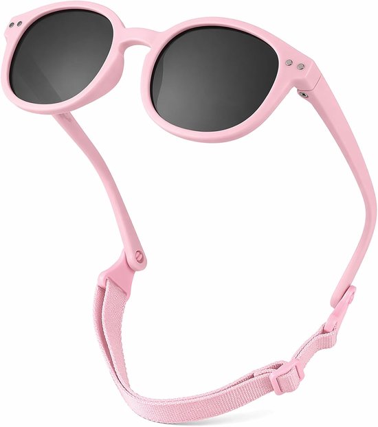Zonnebril voor baby's, gepolariseerd, met verstelbare riem, zacht siliconen frame, uv-bescherming, voor baby's en meisjes, 0-3 jaar