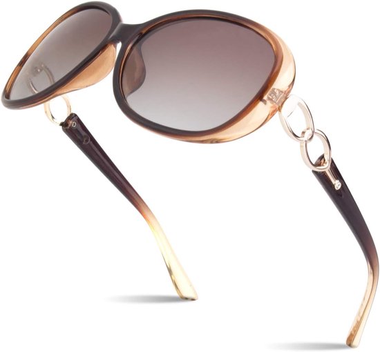 Zonnebril voor dames, gepolariseerd, groot, oversized, elegant, klassiek, vintage, oversized, met 100% UV400-bescherming