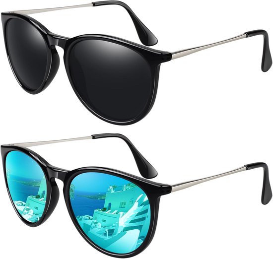 Zonnebril voor dames, gepolariseerd, retro, rond, vintage, designstijl, UV400-bescherming