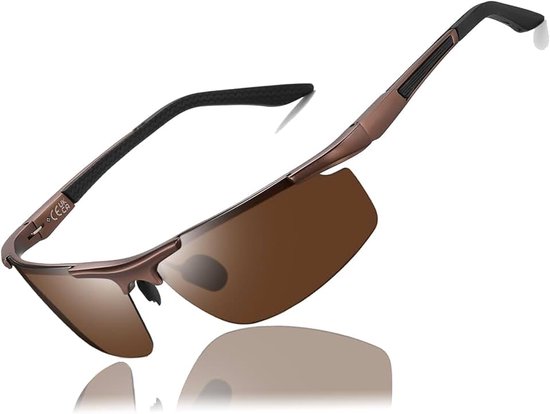 Zonnebril voor heren en dames ultra lichtgewicht rechthoekige metalen frame UV400 bescherming Zonnebrillen Cat 3 CE