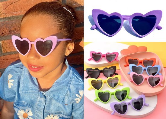 Zonnebril voor kind - zonnebril voor meisjes - Hartvorm - Paars - Sunglasses van Merkloos