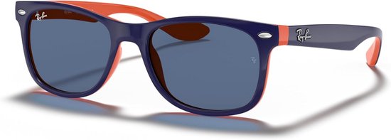 Zonnebril voor Kinderen met Iconisch Vierkant Ontwerp - Blauw op Oranje/Blauw, 47 mm
