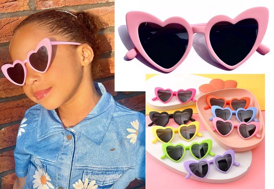 Zonnebril voor kinderen - zonnebril voor meisjes - Hartvorm - Roze - Sunglasses