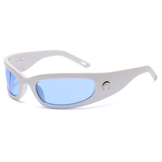 Zonnebril - Y2K Ronde Zonnebril - Creëer een coole look - Unisex - Street retro - Futuristisch - Geschikt voor vakanties, ravefeesten en buitenactiviteiten, wit van Merkloos