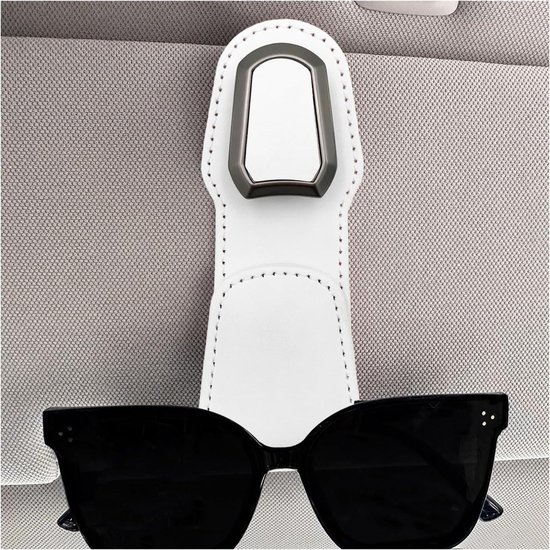 Zonnebrilhouder Auto - Brilclip Houder - Veilig Rijden - Dubbele Clip Ontwerp - Universele Pasvorm - Wit van Merkloos