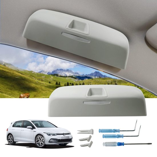 Zonnebrilhouder auto voor VW Golf 8 ID.3 ID.4 Passat b9 / Cuprα Born/Skodα Enyaq iV/Octavia 4 / A-UDI Q4 e-tron 2020-2024 2025, Golf 8 GTI GTE GTD MK8 interieur brillenbox accessoires (beige)