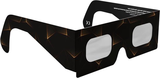 Zonnebrillen - Eclipse Brillen - Veilig Zonsverduistering Kijken - ISO 12312-2 Gecertificeerd - 5.0 cm Hoogte - Zilver-Zwart