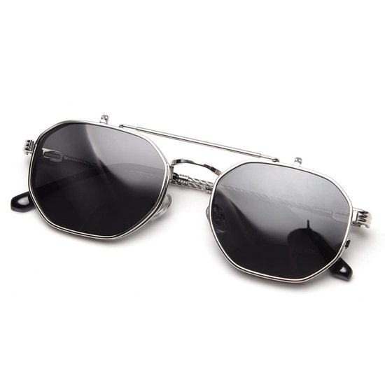Zonnebrillen - Herenzonnebrillen - Flip-Up Mechanisme/Gepolariseerde Lenzen - 1 Stuk - Unisex Zwart van Merkloos