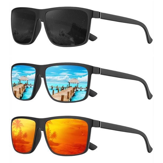 Zonnebrillen - Herenzonnebrillen - Polariserende Lenzen UV400 CAT-3 - 1 Stuks - Outdoor En Autorijden Zwart van Merkloos