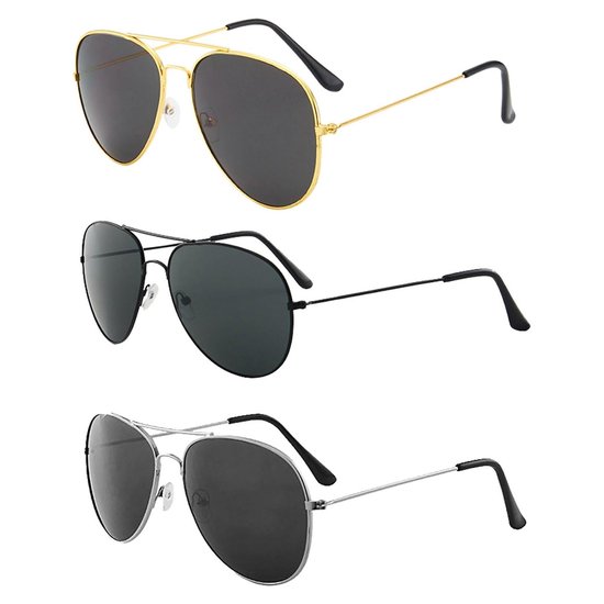 Zonnebrillen - Herenzonnebrillen - Polariserende Retro Pilotenstijl Met Metalen Frame En Pastelkleurige Verloopte Glazen - 3 Stuks - Unisex Zwart Grijs Goud van Merkloos