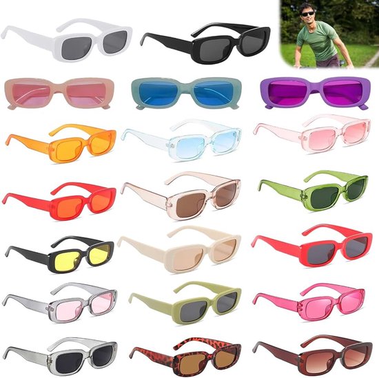 Zonnebrillen: jaren '90 retro brilset, retro bril met uv-bescherming, trendy accessoire voor vrouwen en mannen, ideaal voor feestjes, verjaardagen