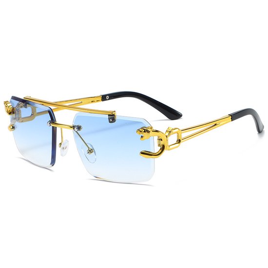 Zonnebrillen – Randloze brillen – Randloze zonnebrillen – Unisex modebrillen – Zomerbrillen – Glazen met blauw kleurverloop