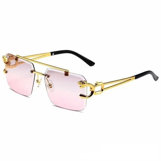 Zonnebrillen – Randloze brillen – Randloze zonnebrillen – Unisex modebrillen – Zomerbrillen – Roze glazen met kleurverloop
