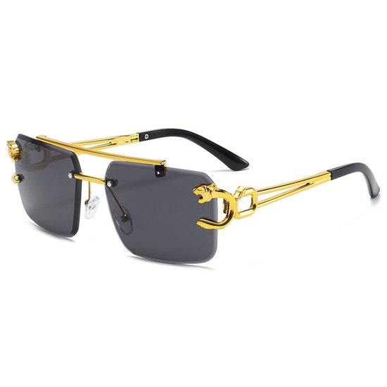 Zonnebrillen – Randloze brillen – Randloze zonnebrillen – Unisex modebrillen – Zomerbrillen – Zwart-grijze glazen
