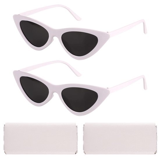 Zonnebrillen Retro - 2st Cat Eye Zonnebrillen - Vintage Zonnebrillen - Zonnebrillen voor Dames - Zonnebrillen Zakjes - Lichtgewicht en Comfortabel - Zonnebril