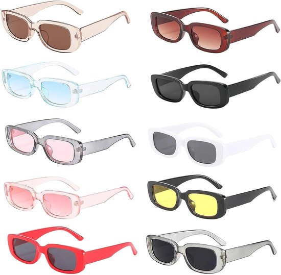 Zonnebrillen UV400 voor dames | Jaren 90 retro trendy zonnebrilset, partybrilset, trendy bril, retro, hippie, zonnebril, vierkante bril voor dames