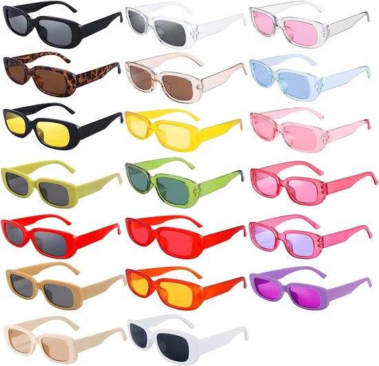 Zonnebrillen voor dames en heren, modieuze zonnebril, feestzonnebrillen, retro bril met uv-bescherming, neonbril, kleurrijke zonnebrillen voor outdoor, reizen, rijden