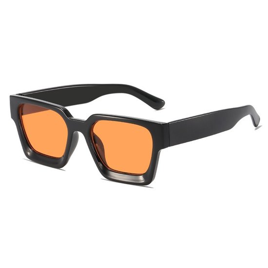 zonnebrillen – zonnebril - Zwart montuur met oranje glazen – Unisex – Feestelijke zonnebrillen – Koningsdag-zonnebrillen – Modieuze zonnebrillen van Merkloos