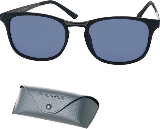 Zonneleesbril rechthoekig – UV400, kunststof montuur & metalen beugels, unisex, incl. etui