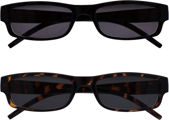 Zwart Bruin Lichtgewicht Zon Lezers Waarde 2 Stuks UV400 Ontwerper Stijl Mannen Vrouwen SS32-12 +2,50