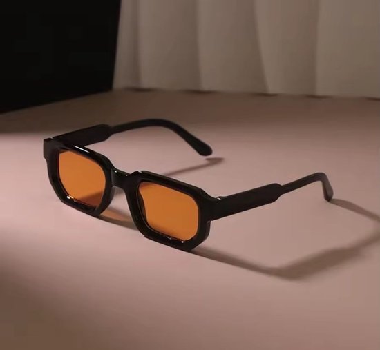 zwart Zonnebril oranje glas – Strak & Trendy Design – Comfortabel – Breed Frame