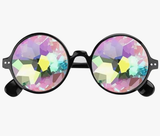 Zwarte festivalbril, grappige bril, steampunk-bril, grappige zonnebril, kaleidoscoop zonnebril, caleidoscoop bril van Cybertela