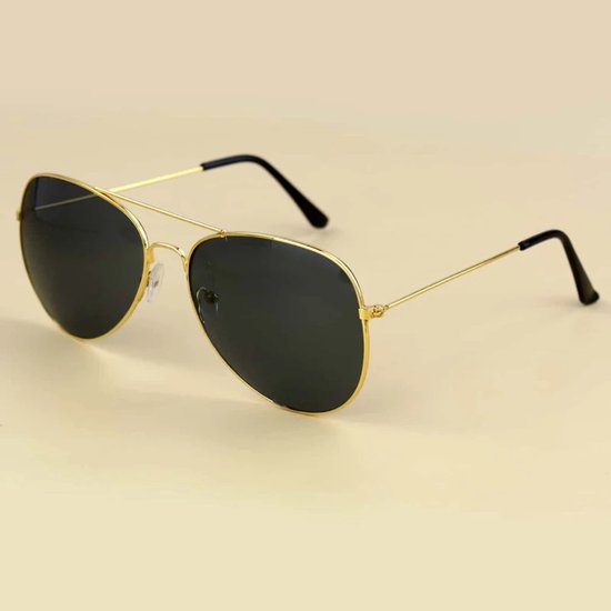 Zwarte Piloten Zonnebril | Heren Dames Zonnebril Goud Metaal | Aviator | Piloten Zonnebril |Heren Zonnebril | Dames Zonnebril |Festival Zonnebril | Carnaval | Retro Mat Zwart glazen van Merkloos