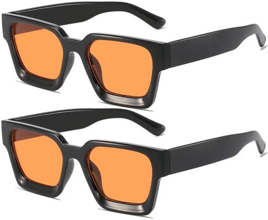 Zwarte Zonnebril - Oranje Glazen - 2 Stuks - Unisex - Festival Bril - Koningsdag zonnebril - Koningsdag Bril - Trendy Zonnebril - Nederlands Elftal - WK 2026 van Merkloos