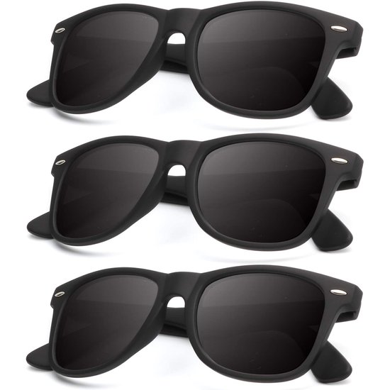 Zwarte zonnebril voor heren - Gepolariseerde zonnebril - Dameszonnebril - Matte lens - Klassieke stijl - UV-bescherming (3-pack) van Merkloos